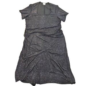 Delta Burke Collection Glitter Maxi Dress Women's Size 4X Black Cap Sleeve EUC